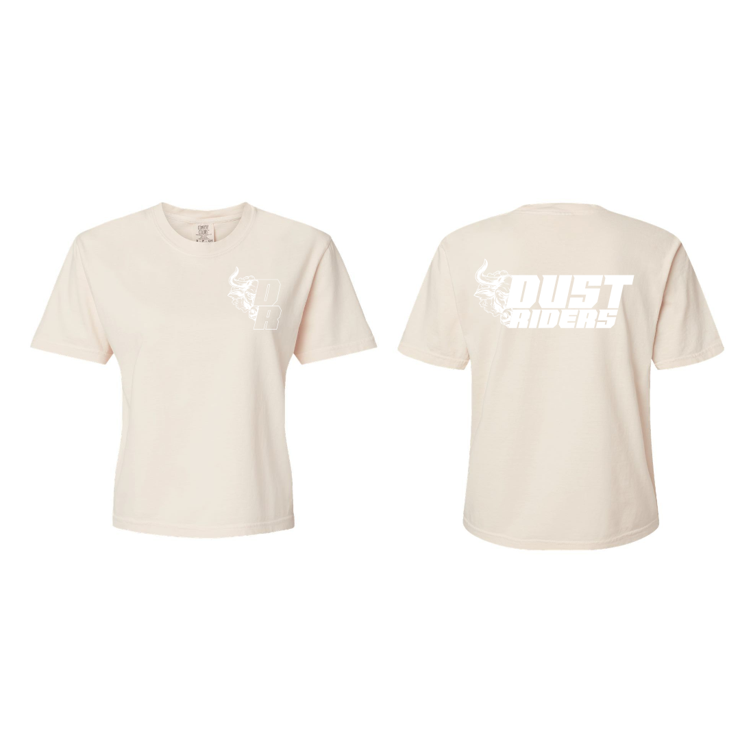 T-shirt crop - Crème logo blanc