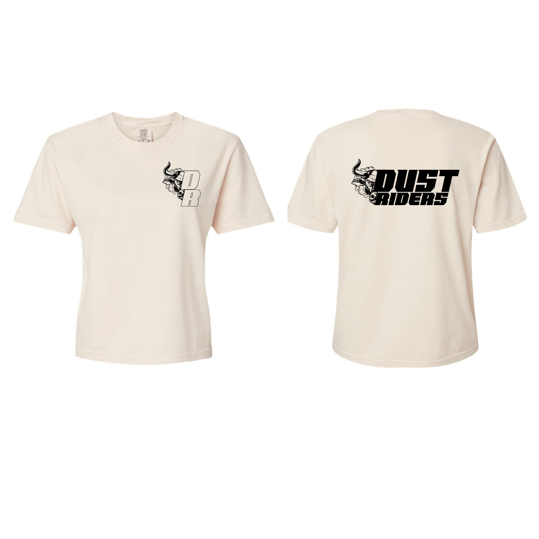 T-shirt crop - Crème logo noir