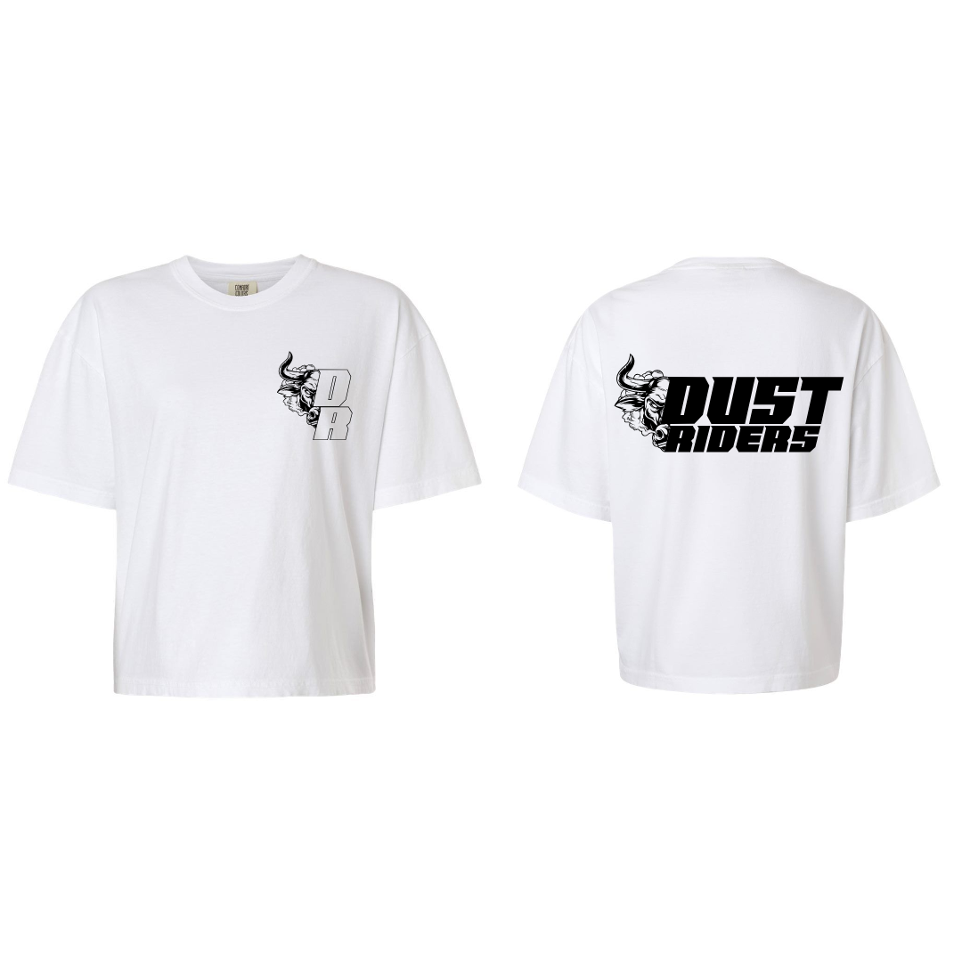 T-shirt crop - Blanc logo noir