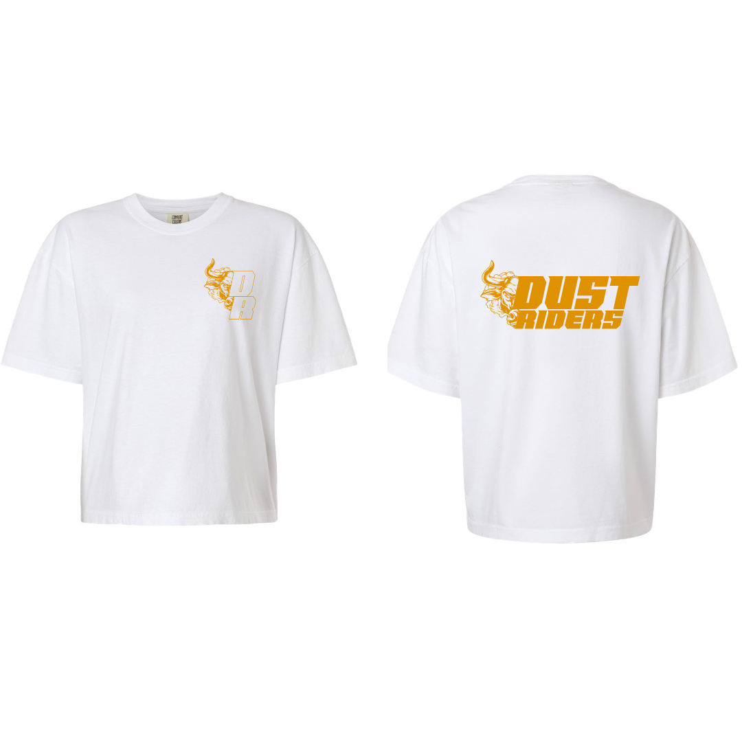 T-shirt crop - Blanc logo orange